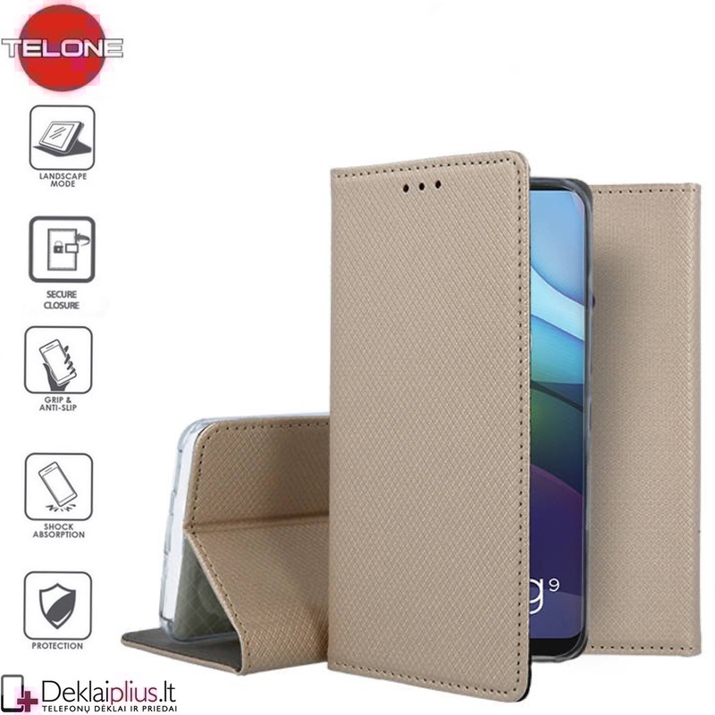 Telone smart magnet atverčiamas dėklas - auksinės spalvos (Motorola Moto G9 Power) Telone smart magnet atverčiamas dėklas - auksinės spalvos (Motorola Moto G9 Power)